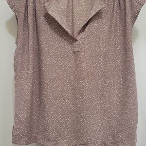 LOFT Pink Sleeveless Notched Collar Blouse